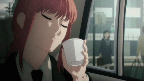 Makima Drinks In Car GIF