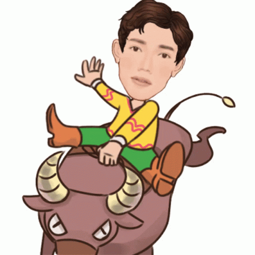 Male Avatar Buffalo Riding GIF