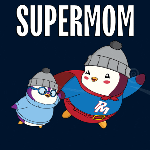 Mama Pudgy Penguin Super Mom Graphics Art GIF