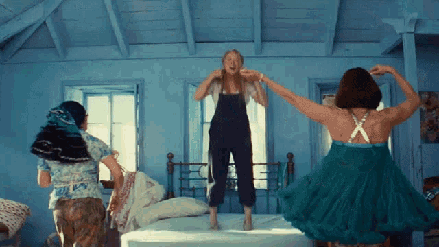 Mamma Mia Donna Bed Jumping GIF