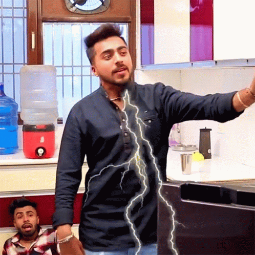 Man Acting He Is Electrocuted With Effects GIF