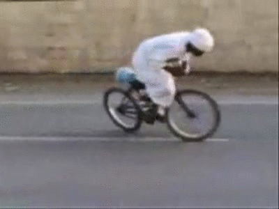 Man All White Weird Bicycle Ride GIF