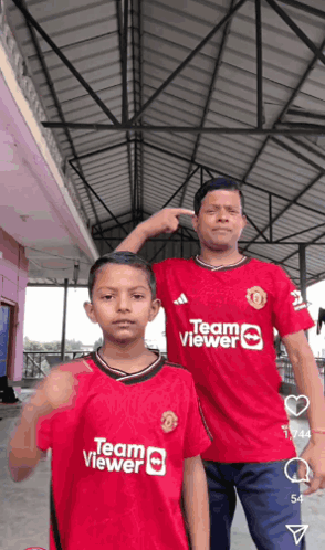 Man And Boy In TeamViewer Shirts GIF