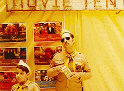 Man and Boy Scout by Movie Tent Sign
