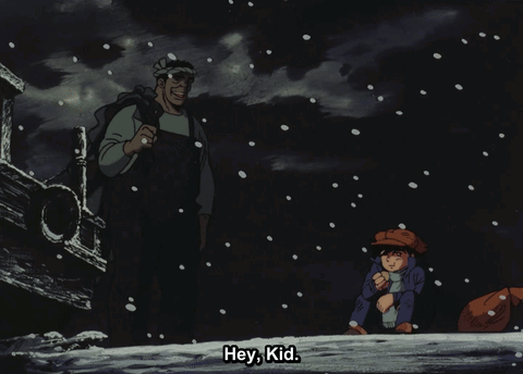 Man And Boy Standing In Snow Hey Kid GIF