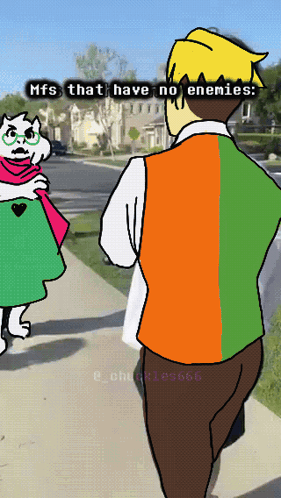Man and Cat Walking Down Sidewalk With Mfs That Have No Enemies