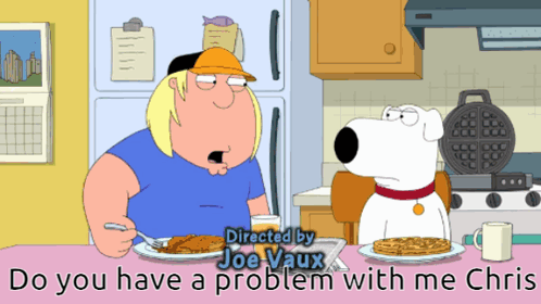 Man and Dog with Do You Have a Problem with Me Chris