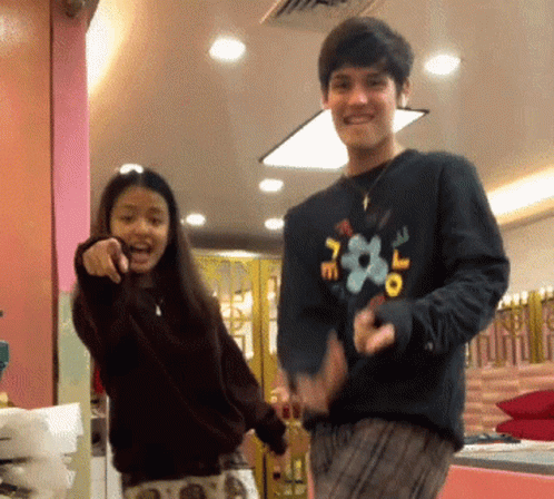 Man And Girl Dancing, Girl Pointing GIF