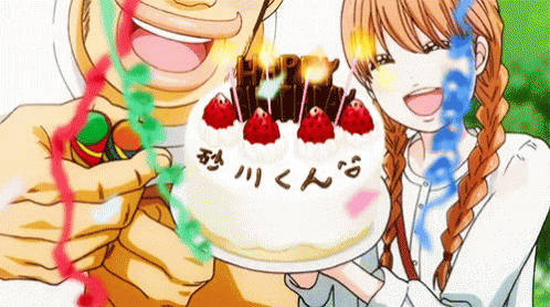 Man and Girl Holding Birthday Cake