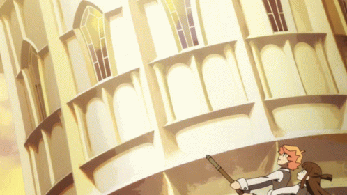 Man and Girl in Front of Building With Arched Windows