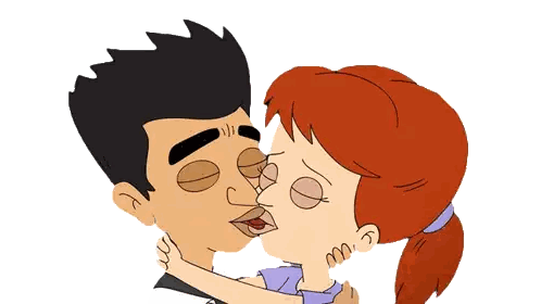 Man and Girl Kissing