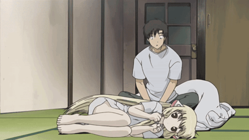Man And Girl Lying On Floor GIF