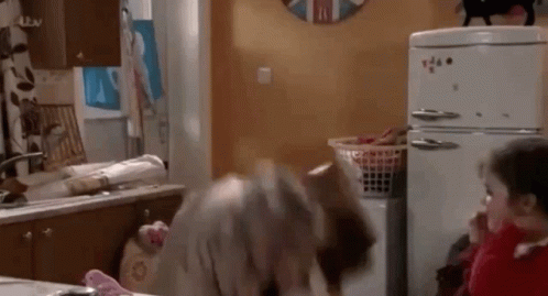 Man And Girl Playing In Kitchen GIF