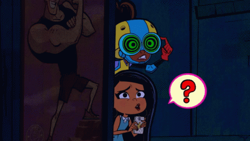 Man and Girl with Question Mark Speech Bubbles