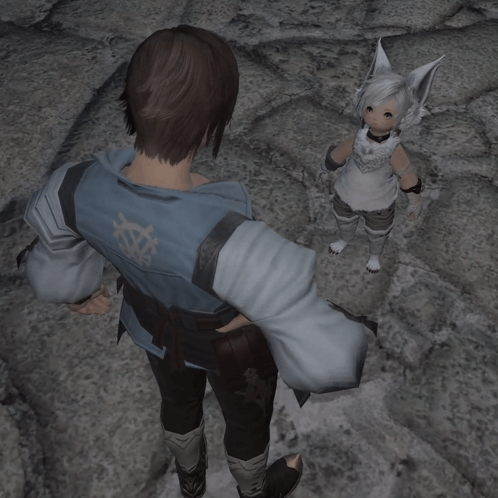 Man And Little Girl Standing On Rock GIF