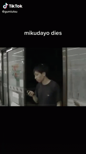 Man And Mikudayo Doll At 7-Eleven GIF