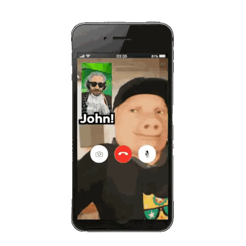 Man and Pig on Phone Call
