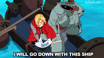 Man and Robot Saying I Will Go Down With This Ship