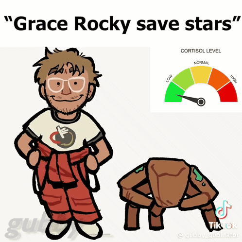 Man and Spider Saying Grace Rocky Save Stars