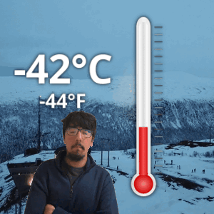 Man And Thermometer -42°C -44°F GIF