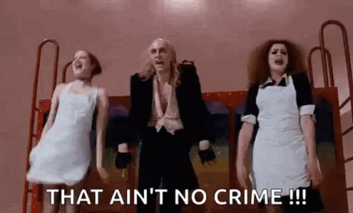 Man and Two Women Saying That Aint No Crime