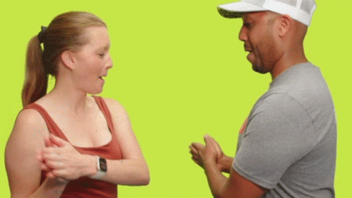 Man and Woman Clapping Hands