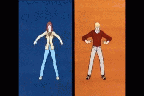 Man and Woman Dancing Cartoon