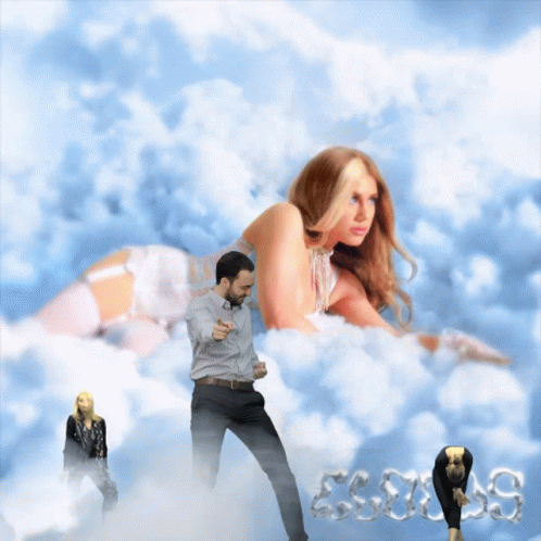 Man and Woman Dancing in Clouds
