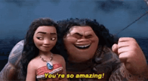 Man and Woman from Moana Talking