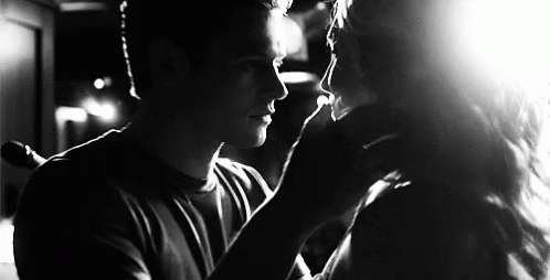 Man and Woman Gazing Black and White