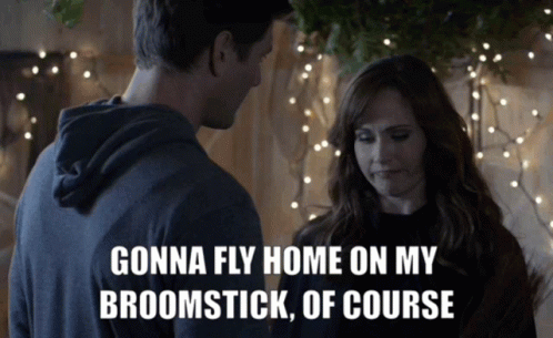 Man and Woman Gonna Fly Home on Broomstick