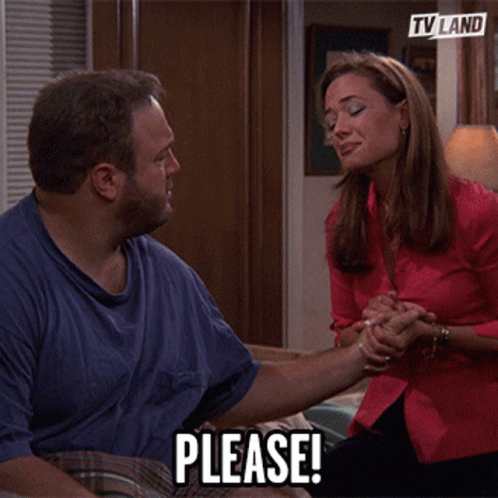 Man and Woman Holding Hands Saying Please
