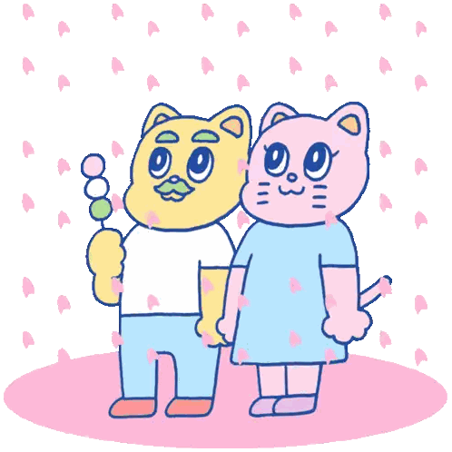 Man and Woman Holding Hands Under Cherry Blossom Tree