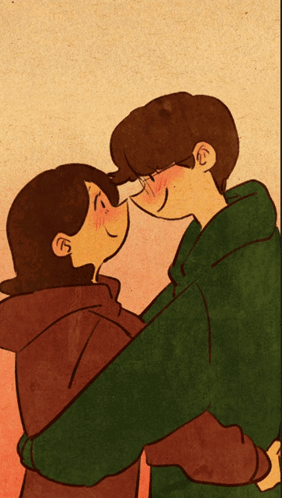 Man and Woman Hugging and Kissing