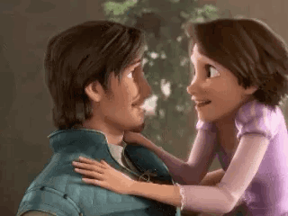 Man and Woman Hugging from Tangled