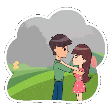 Man and Woman Hugging in Rain