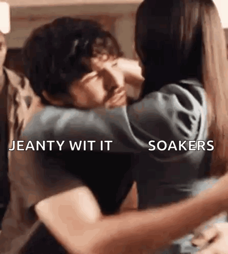 Man and Woman Hugging Jeanty Wit It Soakers