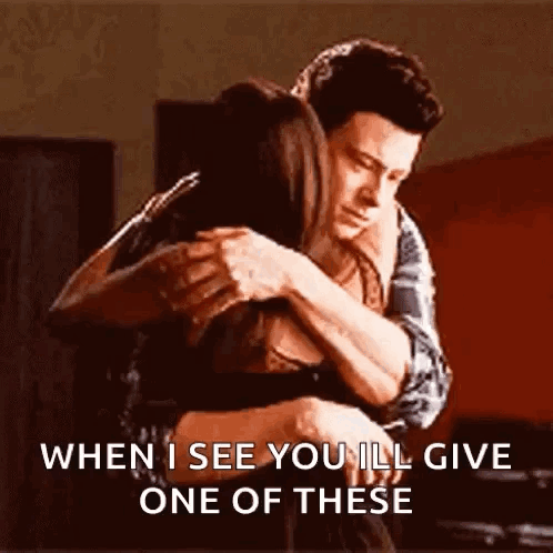 Man And Woman Hugging When I See You I'll Give One Of These GIF