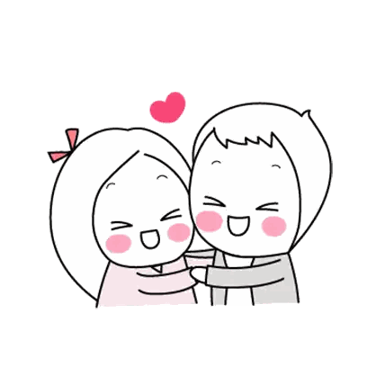 Man and Woman Hugging With Hearts Above