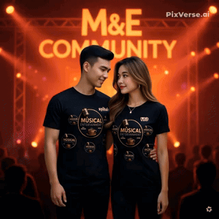 Man And Woman In Front Of M&E Community Sign GIF