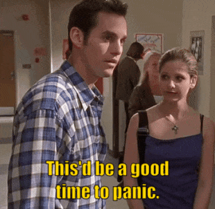 Man and Woman in Hallway Saying This 'd Be a Good Time