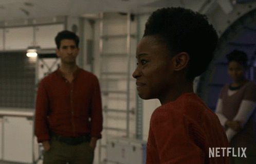 Man And Woman In Spaceship GIF