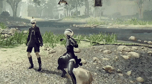 Man and Woman in Video Game Scene