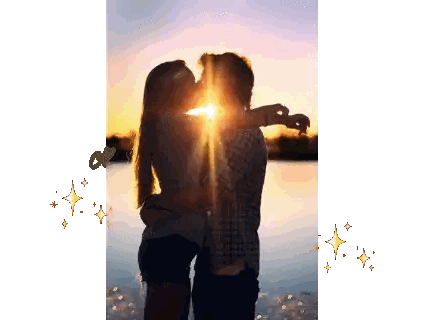 Man and Woman Kissing at Sunset