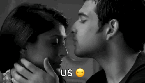 Man and Woman Kissing Black and White