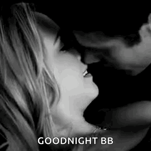 Man and Woman Kissing Black and White Goodnight Bb