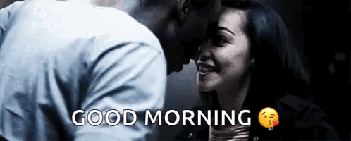 Man And Woman Kissing Good Morning GIF