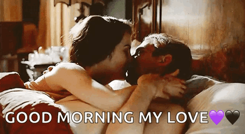 Man And Woman Kissing In Bed Good Morning My Love GIF