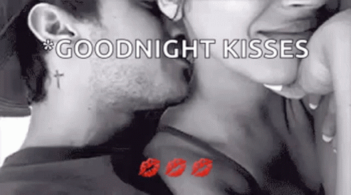 Man and Woman Kissing in Black and White Goodnight Kisses
