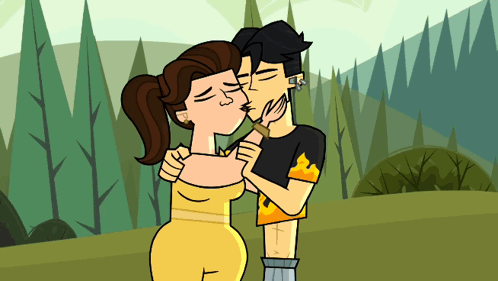 Man and Woman Kissing in Front of Trees